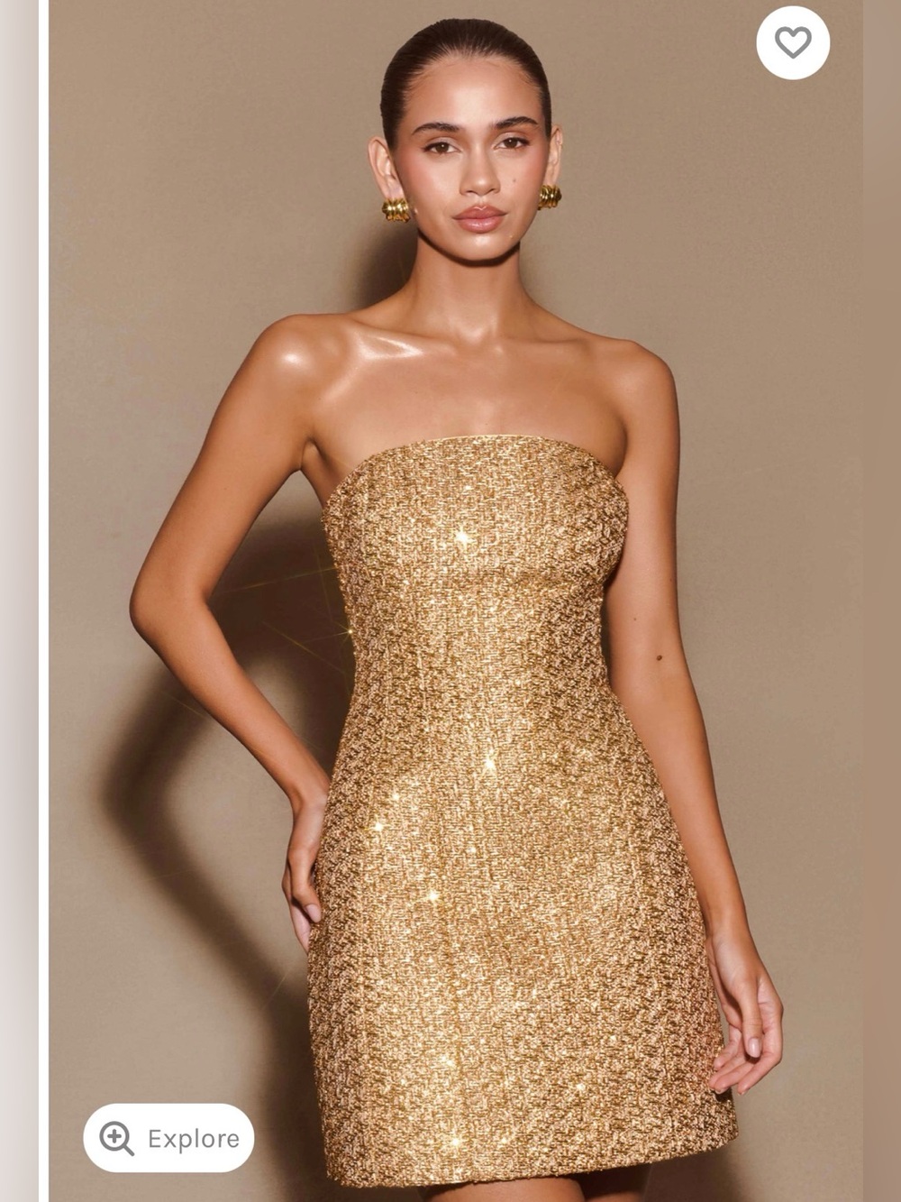 Meshki Gala Strapless Tweed Mini Dress - Gold